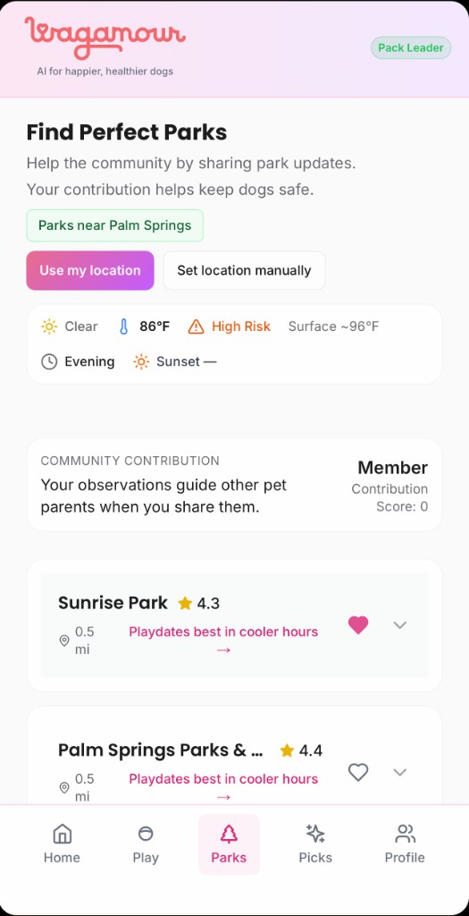 Wagamour Parks: nearby parks with conditions and community contribution